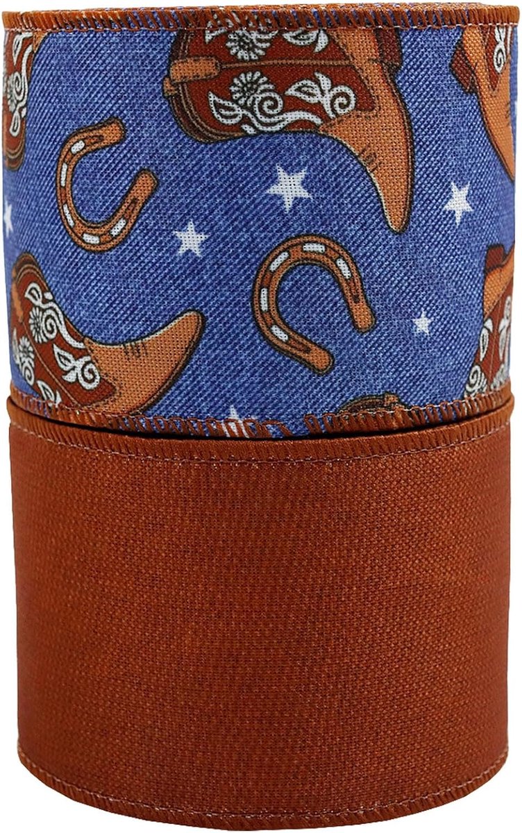 2 Rollen Cowboy Wired Burlap Ribbon met Ijzeren Draadrand Yards Per Flexibele Boogvormige DIY Stoffen Lint voor Farmhouse Decor Handgemaakte Cowboy Feestversiering