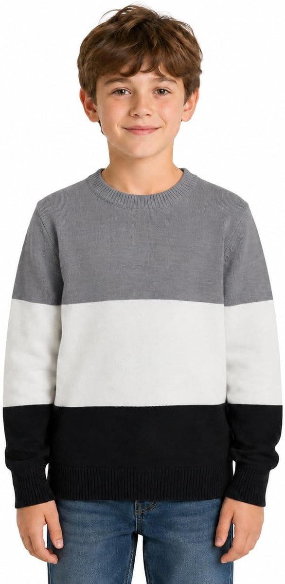 Jongens Katoen Rondehals Trui: Kinderen Lange Mouwen Gebreid Trui – Warm Casual Herfst School Outdoor