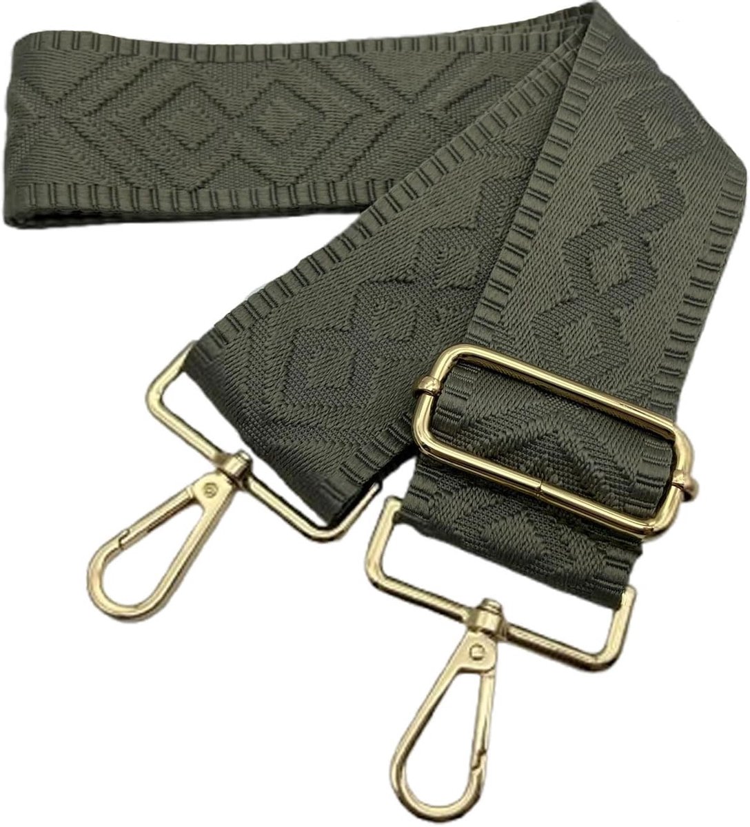 Tasriem breed, 5 cm schouderriem voor tas, tasriemen met verwisselbare gouden karabijnhaak, schouderriem voor dames handtassen crossbody DIY, (helder legergroen) 19