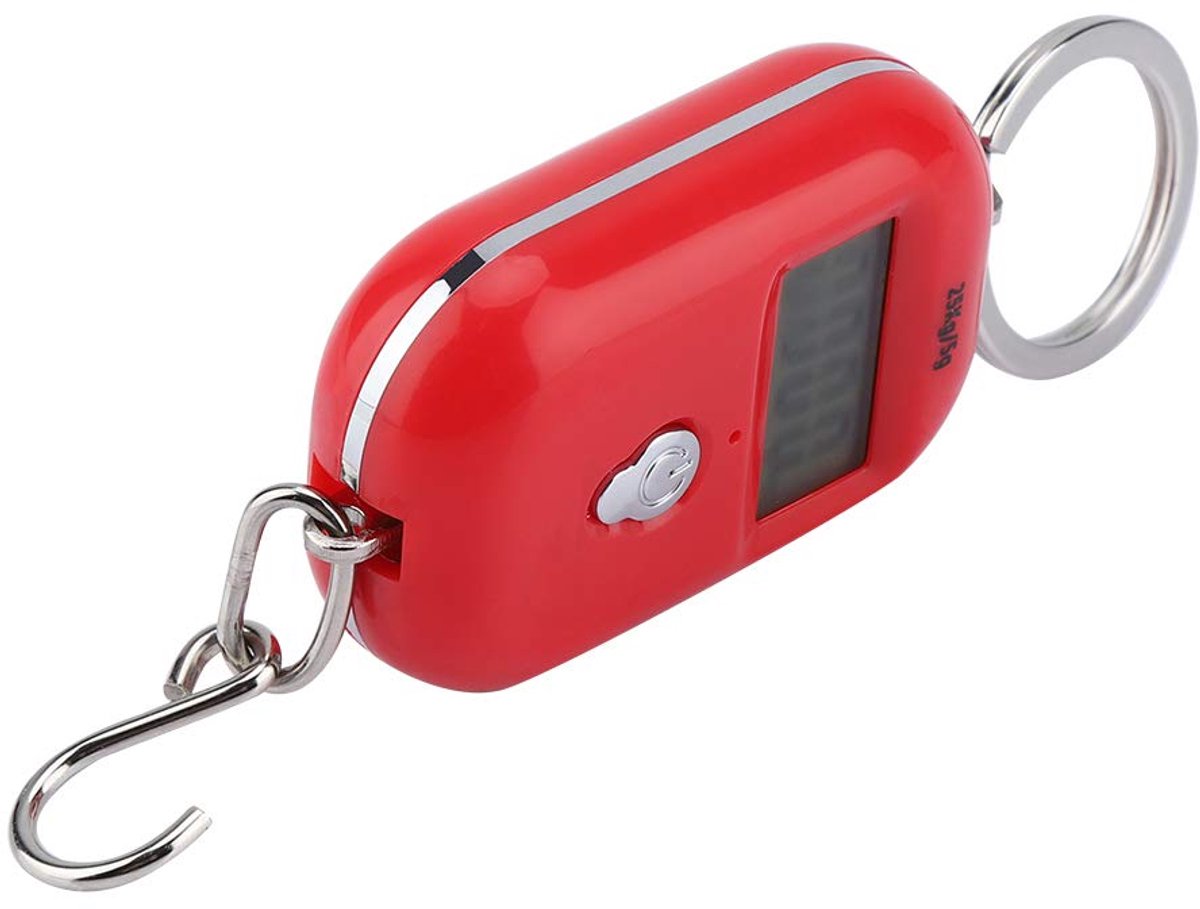 Digitale weegschaal Draagbaar Ultra Mini Balance Pocket Gewicht Hook Nauwkeurige elektronische weegschaal LCD-achtergrondverlichting Keuken Steelyard Rood (zonder batterij)