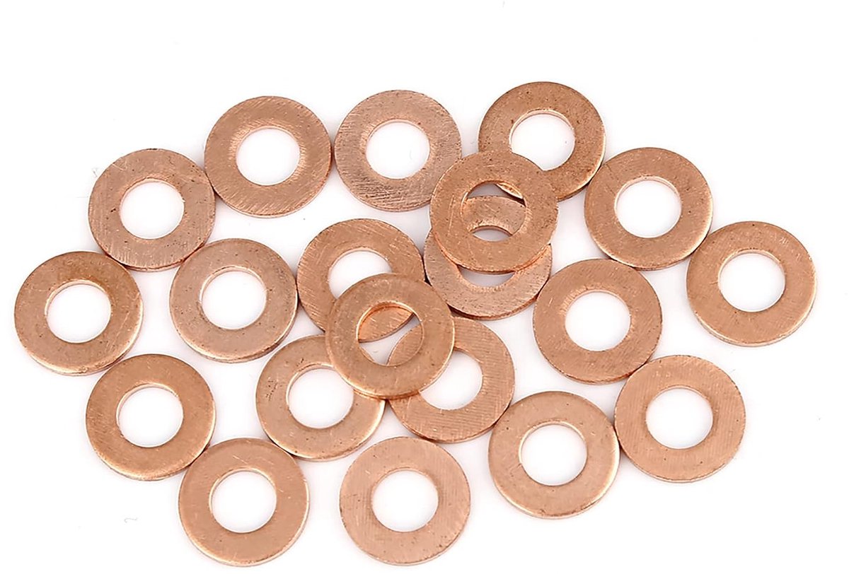 20 stuks koperen schijf vervanging 7 x 15 x 1,5 mm platte afdichtring