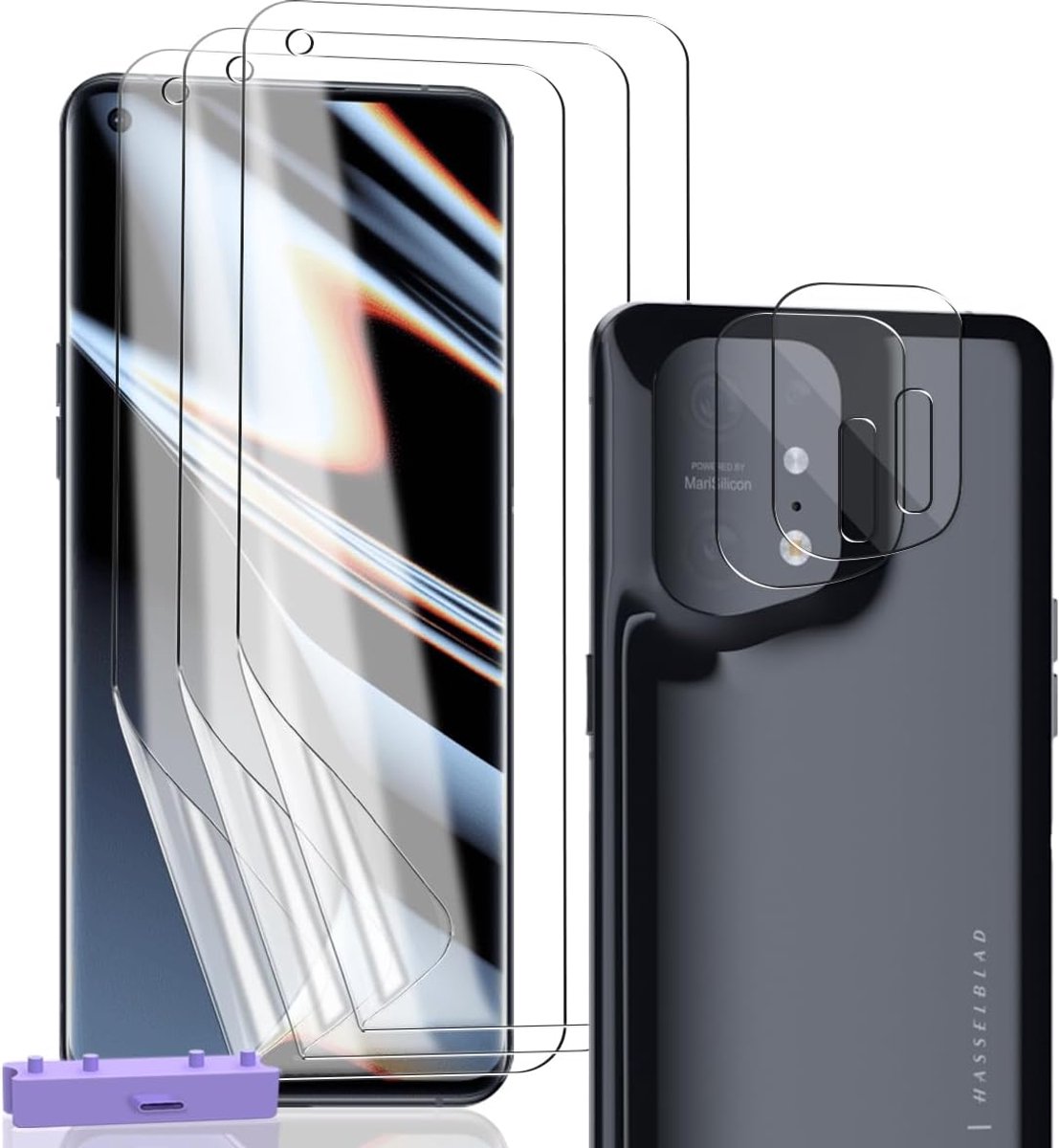 Displaybeschermfolie voor Oppo Find X5, TPU-folie, hydrogel, flexibel, 3 stuks en gehard glas, 2 stuks, krasbestendig, HD, helder, beschermfolie