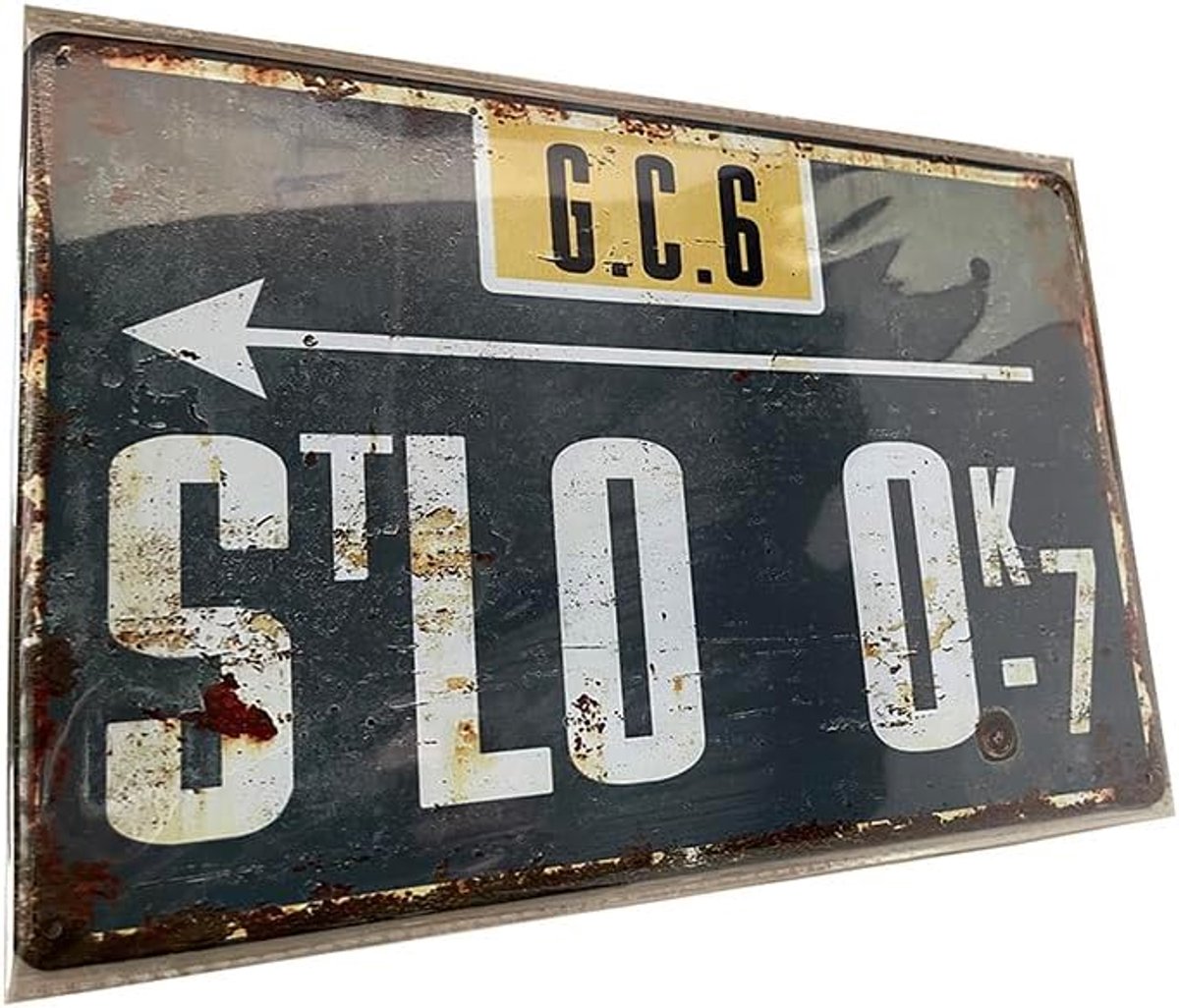 Metalen bord St. Lô - Tweede Wereldoorlog Normandië - Retro Oorlogsbord 30x20cm - Militaire Decoratie