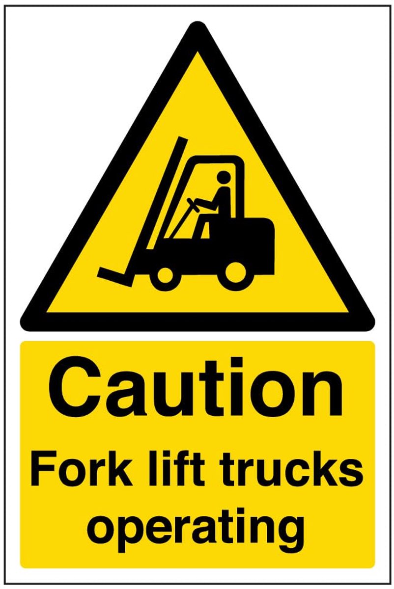 Voorzichtigheid Voorvork Lift Vrachtwagens Bedieningswaarschuwingsbord - 200mm x 300mm - 2mm Rigid Plastic