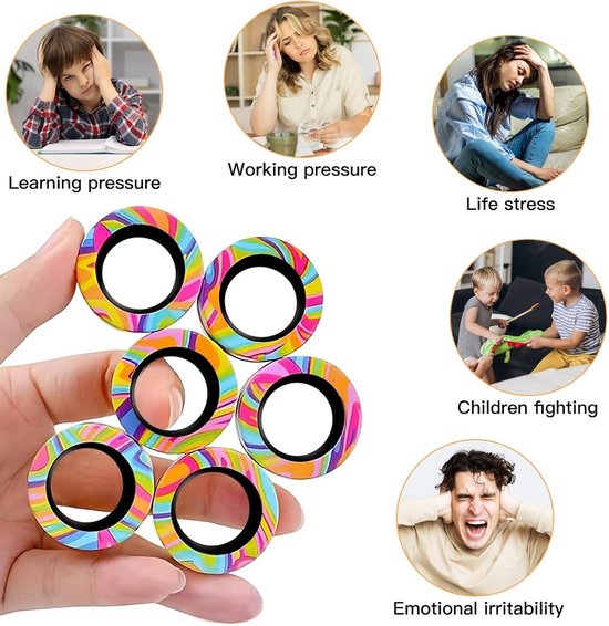 1 stuks magnetische ringen, fidget toys, magnetische ringen, speelgoed, schudden, magneten anti-stress, ringspeelgoed, leuk cadeau voor volwassenen, jongens en kinderen — afbeelding 3