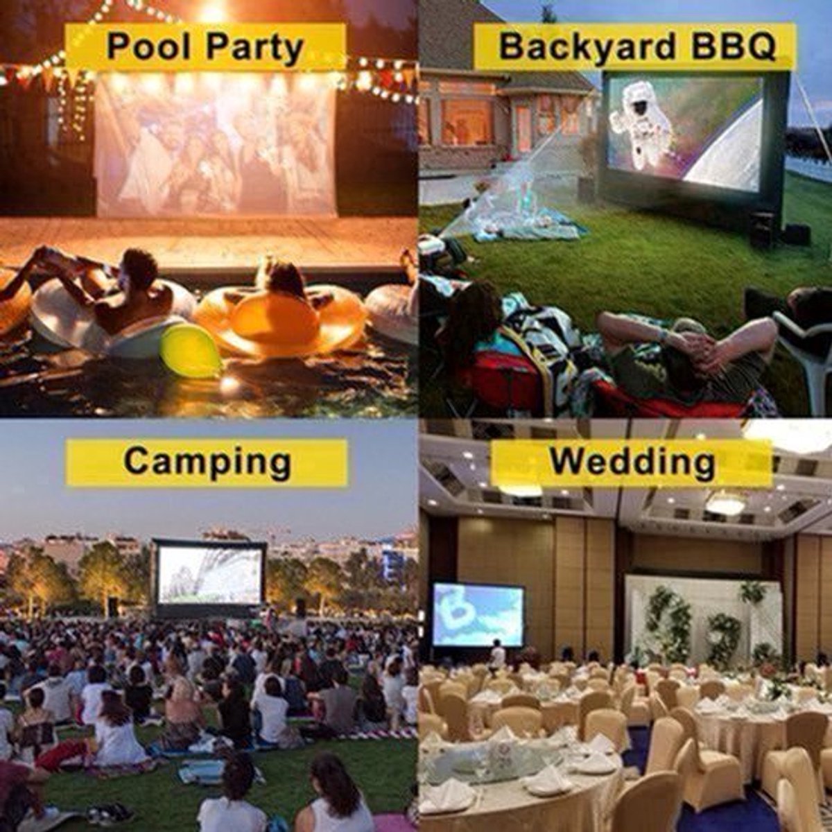 Beamer Scherm - Projector Doek - Projector Scherm - Projector Screen - Projector Scherm voor Beamer - Home Cinema Thuisbioscoop - Draagbare Beamer - 250in - 16:9 - 210D Oxford Fabric