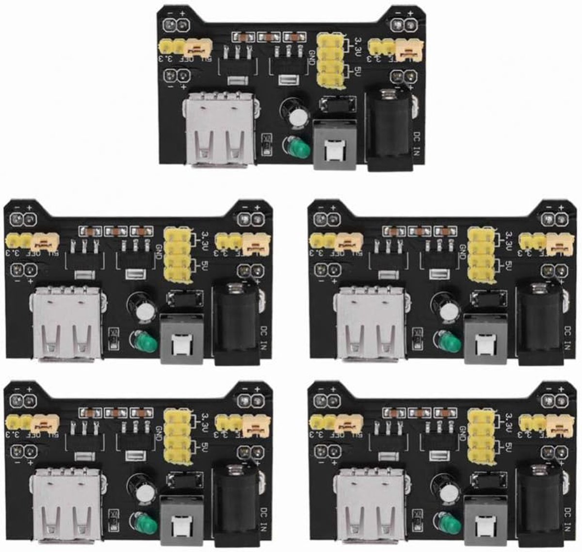 5st 5V/3.3V voedingskaart module Twee kanalen voeding breadboard module prototype voor breadboard