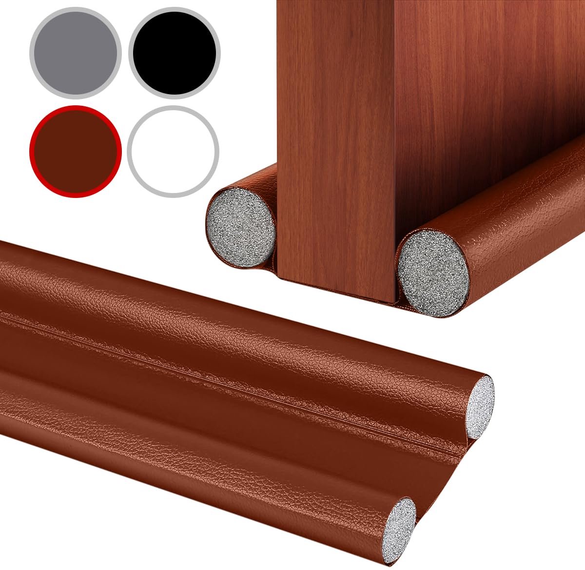 Famanu – Tochtstopper, deurafdichting, windstopper, dubbele afdichting, bescherming, lawaai, bruin, voor huisdeuren
