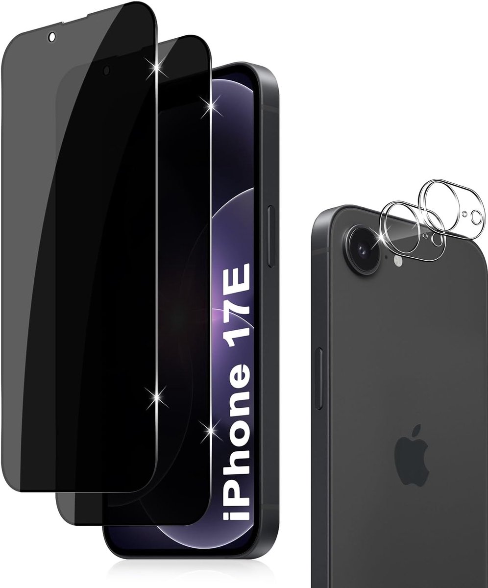 2 + 2 stuks beschermfolie voor iPhone 17e privacy beschermfolie voor pantserglas en camera beschermfolie, anti-spy privacy privacyfolie beschermen displaybeschermfolie privacy veiligheidsglas