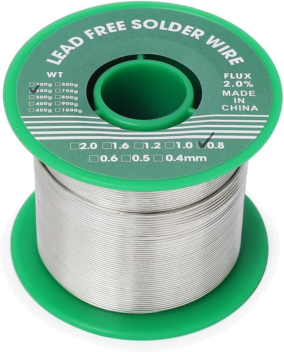 Zonder lood, dunne draad Sn 99 Ag0.3 Cu 0,7 met colofoniumkern 0,8 mm 250g, elektronische draad meer doorstroom (0,8 mm, 250 g)