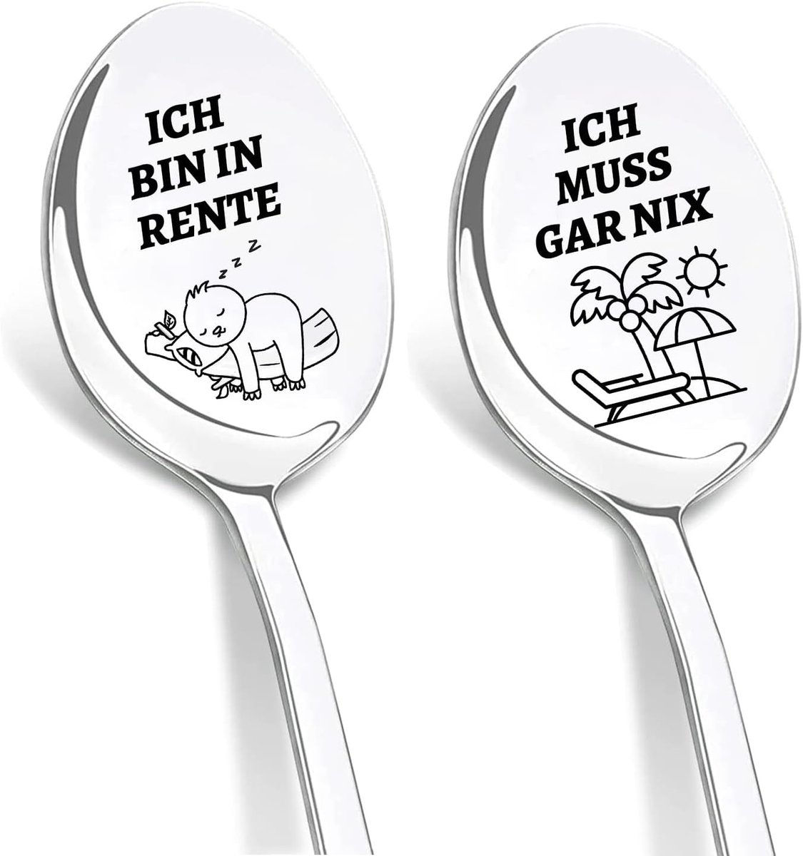 Pensioengeschenken voor mannen en vrouwen, koffielepel met gravure "ICH BEN IN Pension", ICH MUSS GAR NIX, pensioengeschenken voor collega's pensioen pensioen pensioen man afscheidscadeau