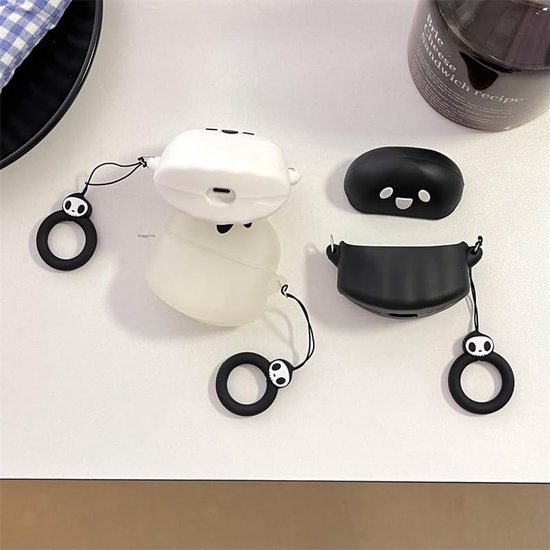 Hoesje voor Samsung Galaxy Buds 3 en voor Galaxy Buds 3 Pro oordopjes met karabijnhaak, siliconen opladen, schokbestendige beschermhoes met cartoon skin ontwerp voor man vrouw tiener (WTghost) — afbeelding 4