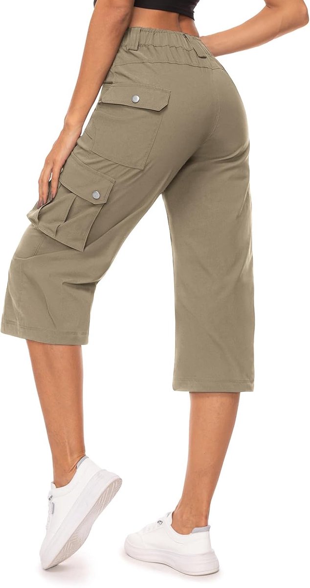 3/4 cargobroek voor dames, capribroek, wandelbroek, waterdicht, trekkingbroek, ademend, cargobroek, zomerbroek, stretch, outdoor, sport, reisbroek met 6 zakken