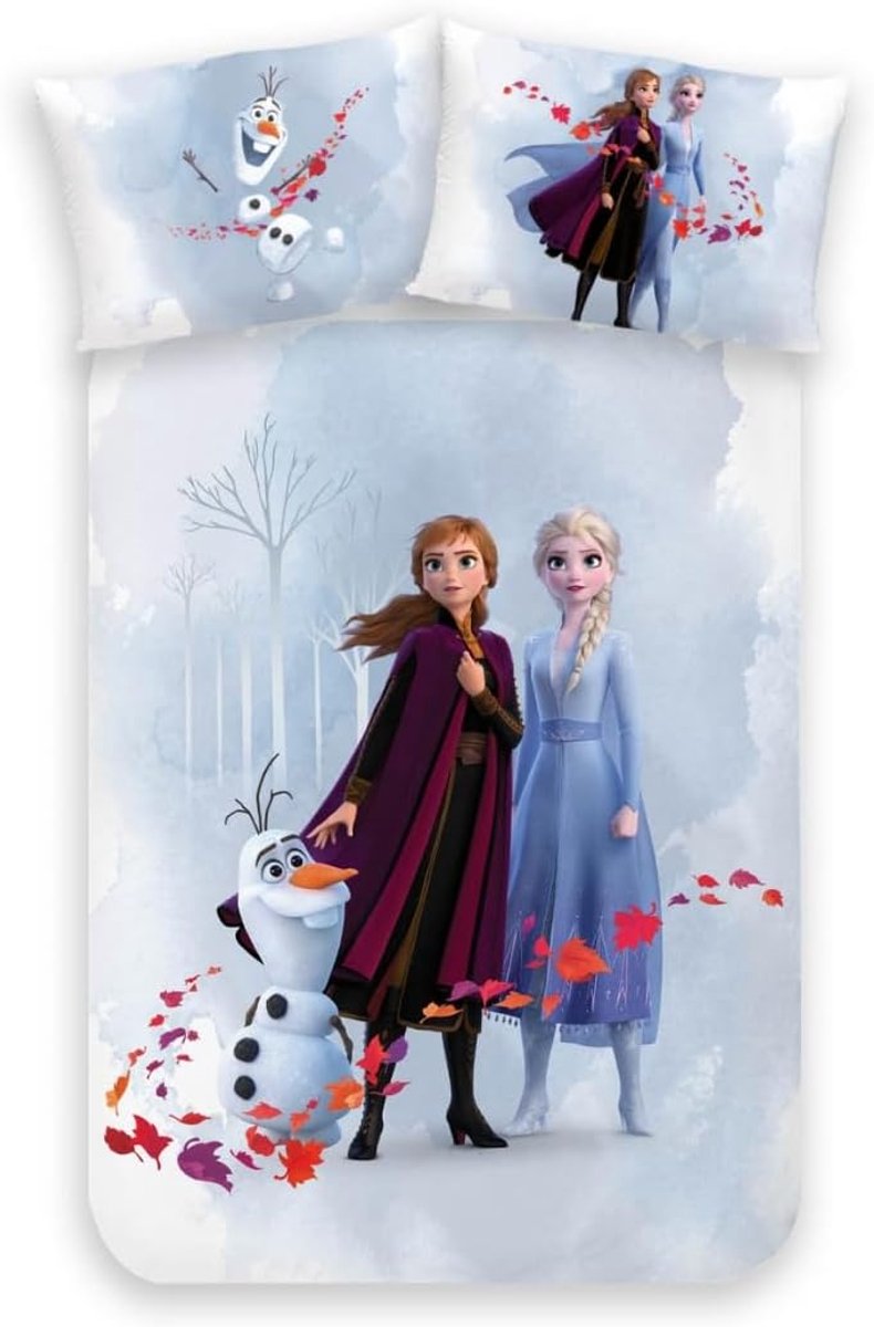 Anna & Elsa Beddengoed 100 x 135 cm, 40 x 60 cm, katoen, flanel, Frozen babybeddengoed, kinderbeddengoed voor meisjes, 1 kussensloop 40 x 60 cm + 1 dekbedovertrek van 100 x 135 cm