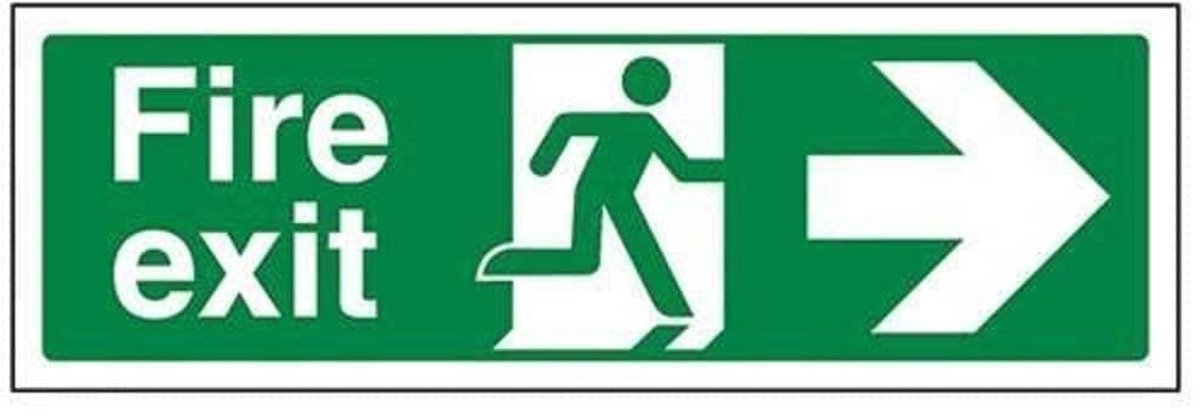 Fire Exit Pijl Rechts Teken - 450mm x 150mm - 2mm Rigid Plastic