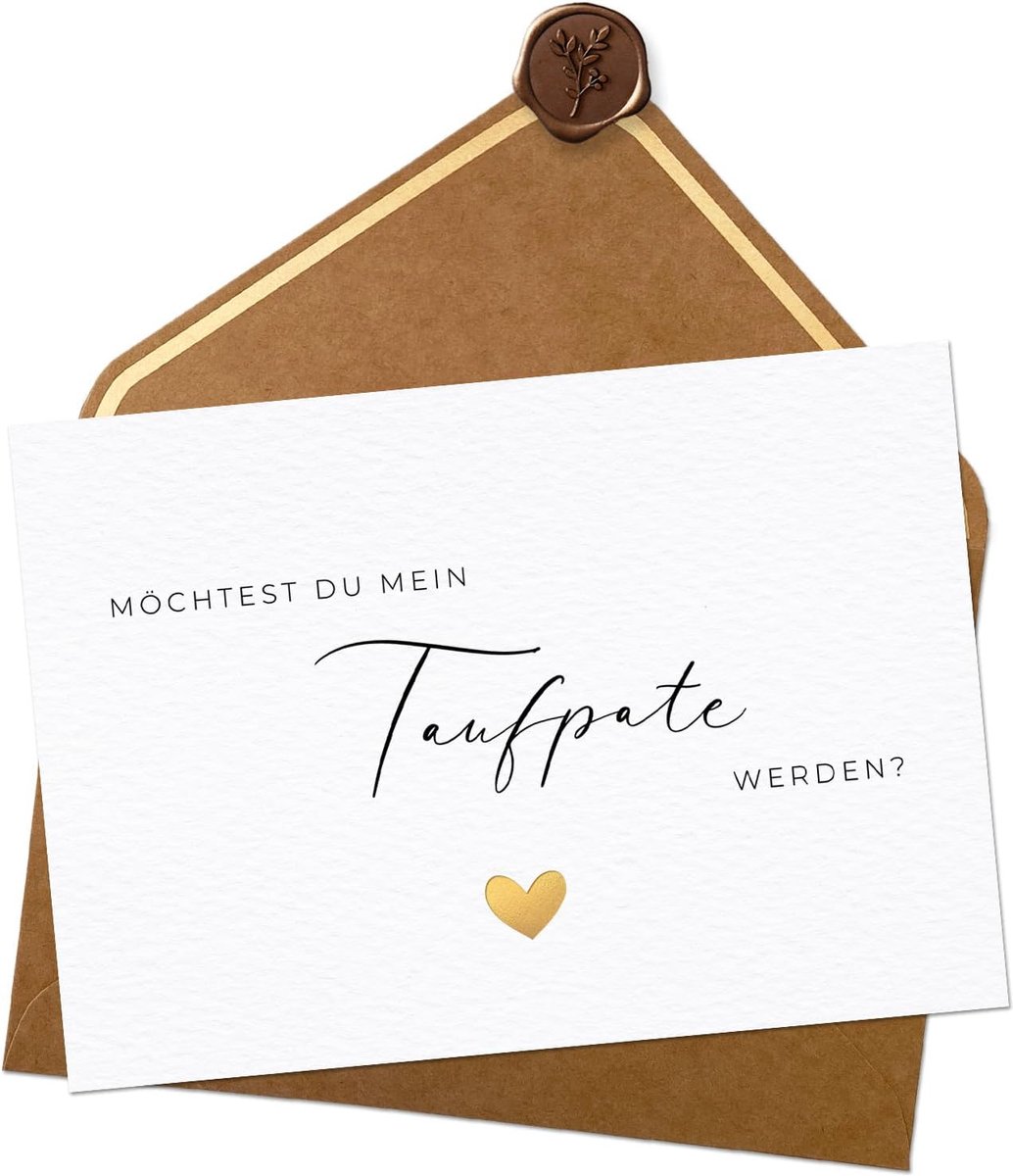 Coon Kaart dooppate vragen met envelop en waszegel - Willst du mein Dooppeetvader zijn - natuurlijke envelop