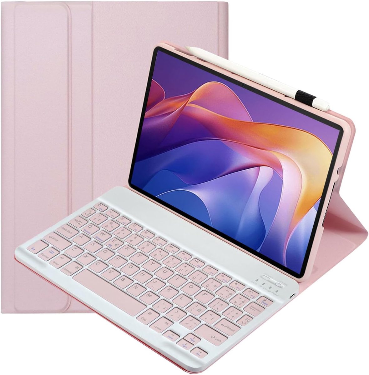Beschermhoes met Spaans toetsenbord Ñ voor Xiaomi Redmi Pad 2/SE, 27,9 cm (11 inch), roze