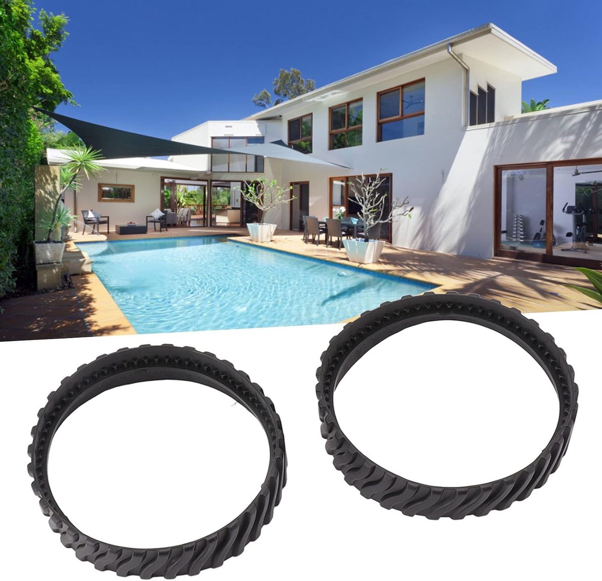 Zwembadreiniger Wielrails, Robuust Rubber met Antislip Golvende Textuur voor MX8 MX6, 6,3 Inch Diameter voor Robotstofzuigers
