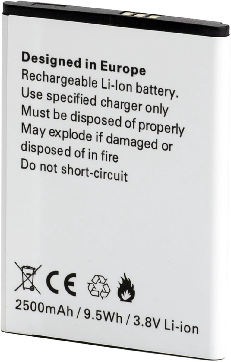 M accu, 2500 mAh Li-ion reservebatterij, 3,8 V, compatibel met Emporia Smart 3 Mini, S4