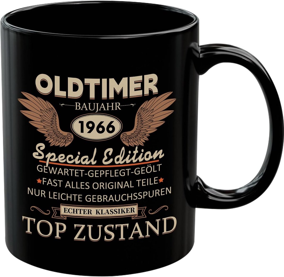 Geschenken voor de 60e verjaardag mannen, 1966 Special Edition koffiemok als, 60e verjaardag mok cadeau voor man papa opa collega voor verjaardag, Vaderdag, zwart, keramiek, 350 ml