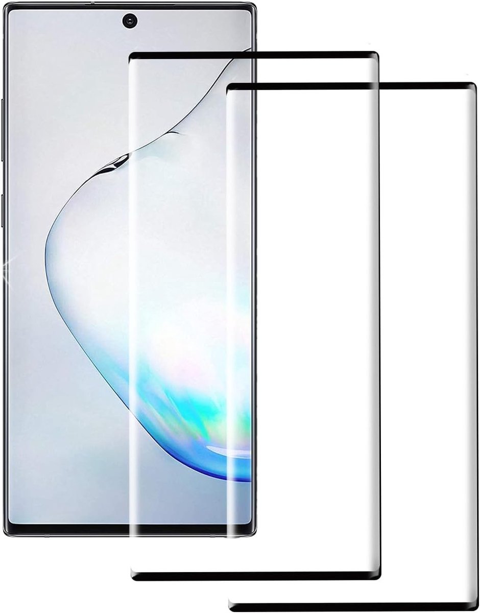 Pantser-beschermingsglas voor Samsung Galaxy Note 10 Plus, 9H hardheid, glasfolie, displaybescherming, HD helder, anti-kras, 4D, anti-belletjes pantserfolie, beschermfolie, zonder luchtbellen