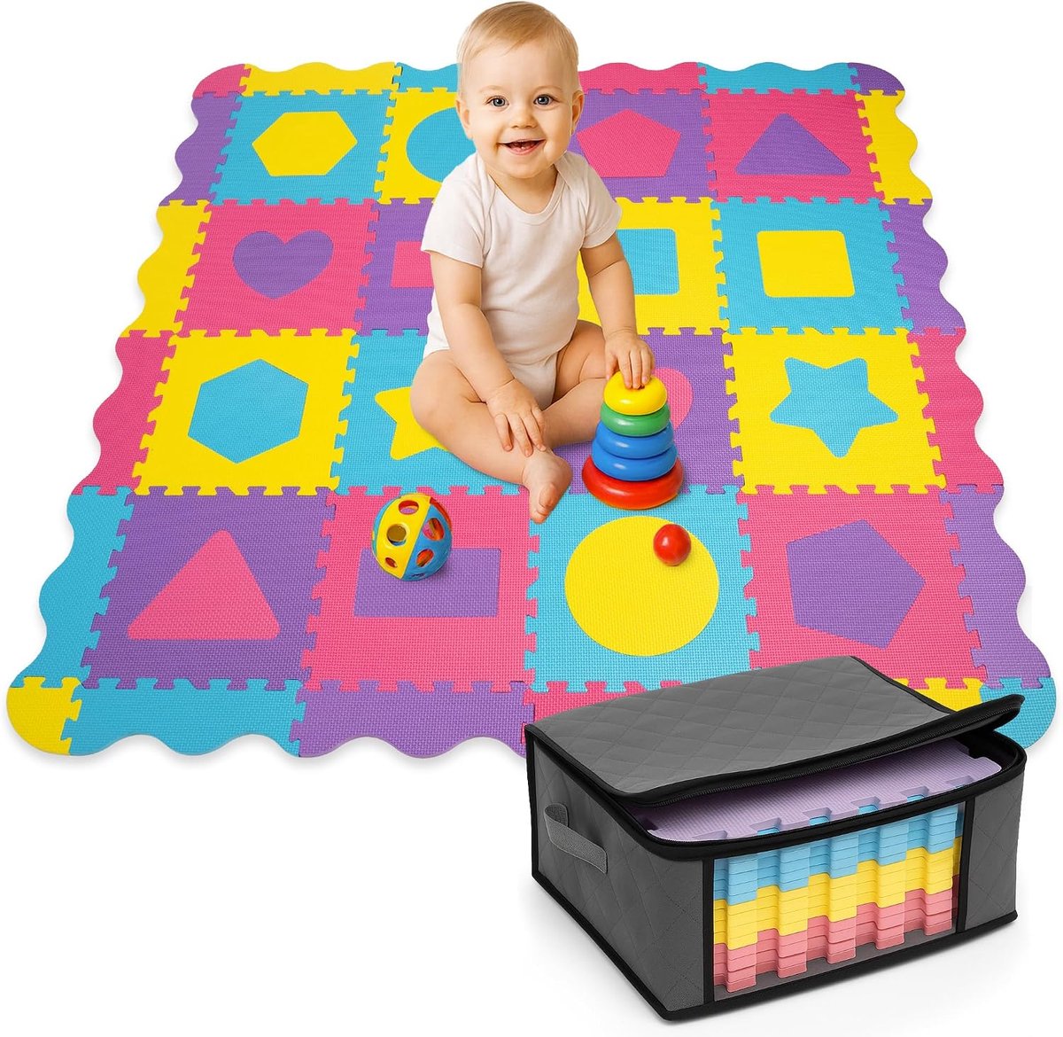 Puzzelmat Baby Speelmat 140x140 cm EVA Foam 1,2 cm Dik Kruipmat