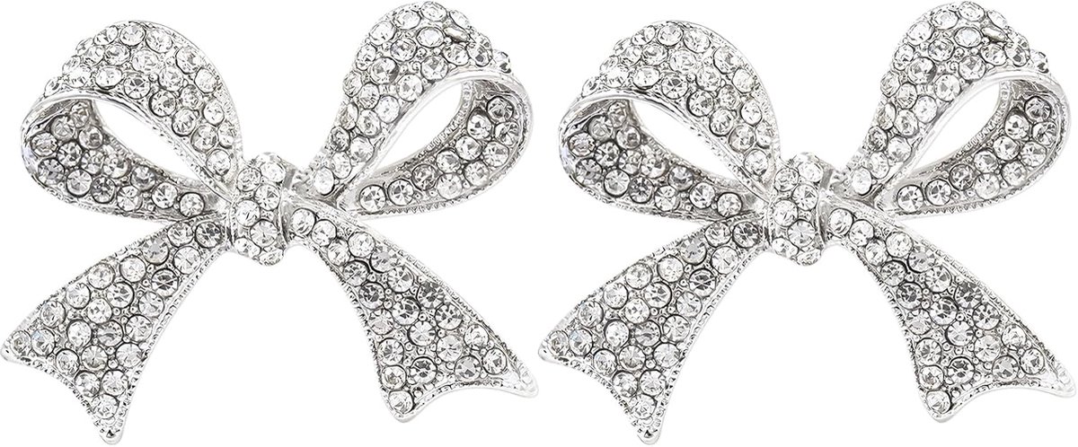 Broches en strikspelden voor vrouwenversieringen, strass-boogbroches, kristallen broches, vintage boogbroches, vrouwenversieringen, zilveren boogbroches.