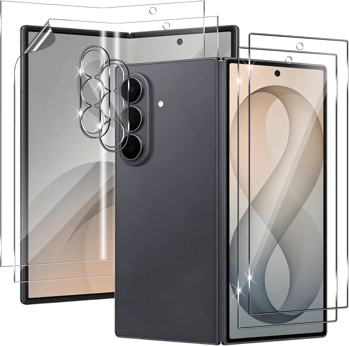 Pantserglas voor Samsung Galaxy Z Fold 8 Ultra 5G, 2+2+2 stuks TPU beschermfolie + externe pantserglas beschermfolie + camerabeschermingsfolie, anti-kras HD volledige displaybeschermfolie