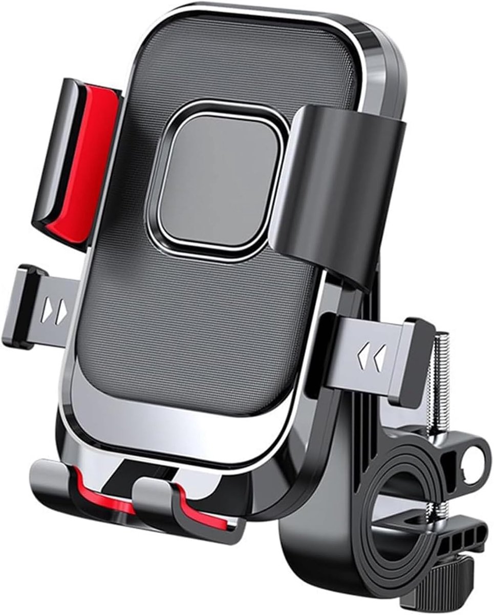 Telefoonhouder voor fiets en motorfiets, fietstelefoonhouder, 360° draaibaar, met snelsluiting, anti-vibratie van siliconen, voor 11,9-17,8 cm (4,7-7 inch), rood