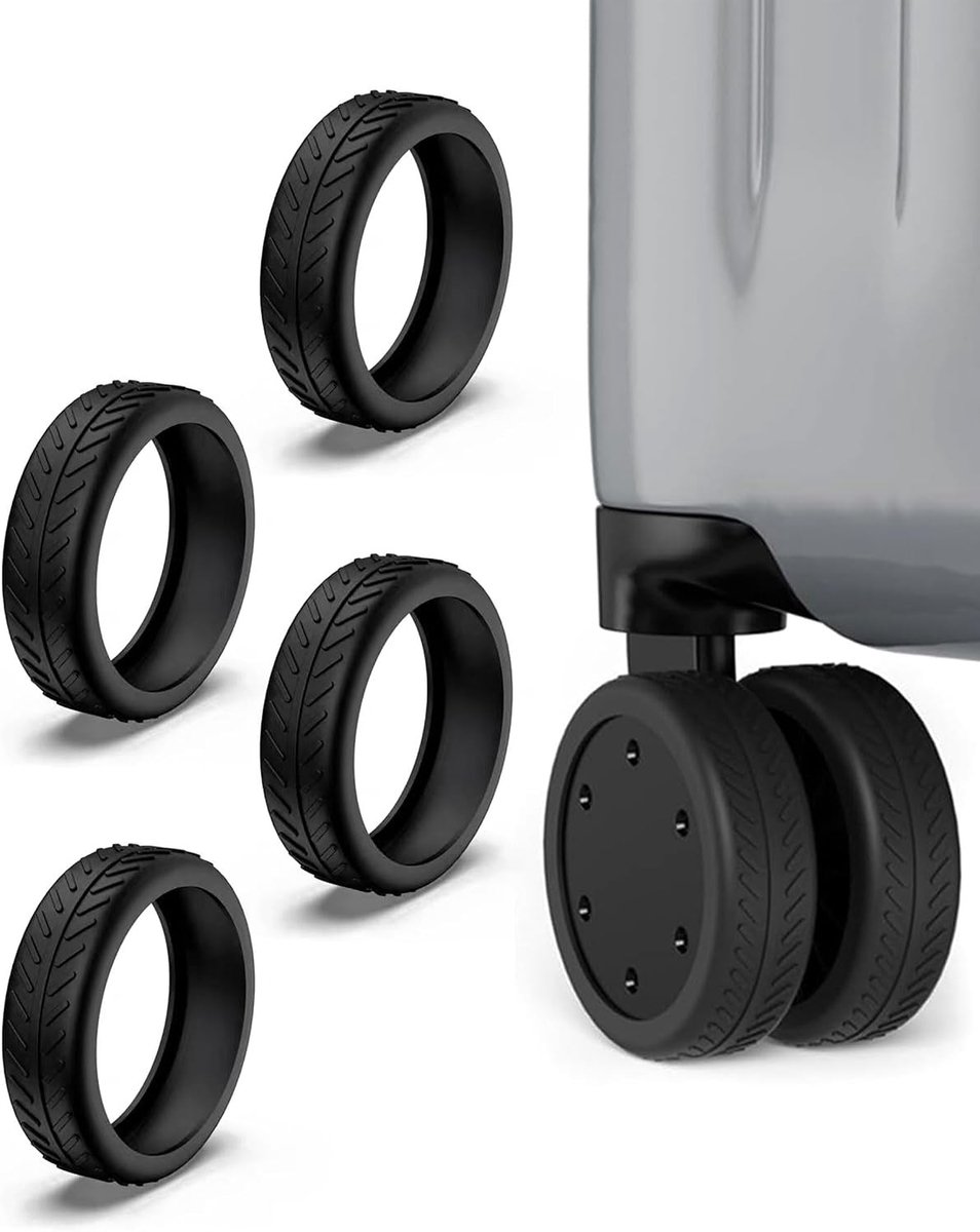 4 stuks Koffer Rollen Silicone beschermhoesjes, zwarte elastische Kofferrad afdekkingen, universele Koffer Schoner tegen vuil en krabben, reisaccessoires voor Hartschalenkoffer