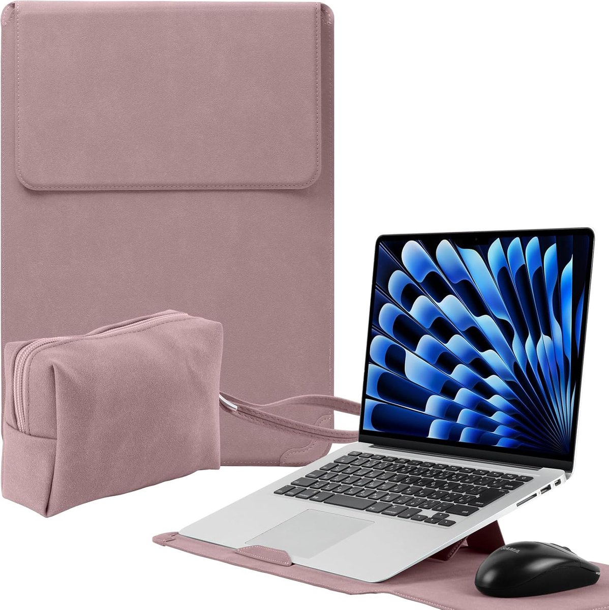 13-14 Pouces Housse Housse voor laptop Avec Stand voor MacBook Pro 14" 13" M5/M4/M3/M2/M1, MacBook Air 13,6 inch, Givré PU lederen ordinateur draagbaar voor HP Dell Lenovo Surface (13-14 inch
