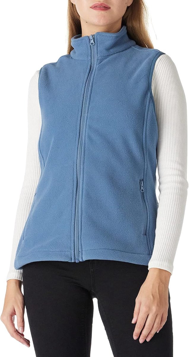 Ventures Fleecevest voor dames, zacht, mouwloos, jas met zakken met ritssluiting, sportvest, lente, herfst, fleecevest voor vrouwen, blauw, grijs, S