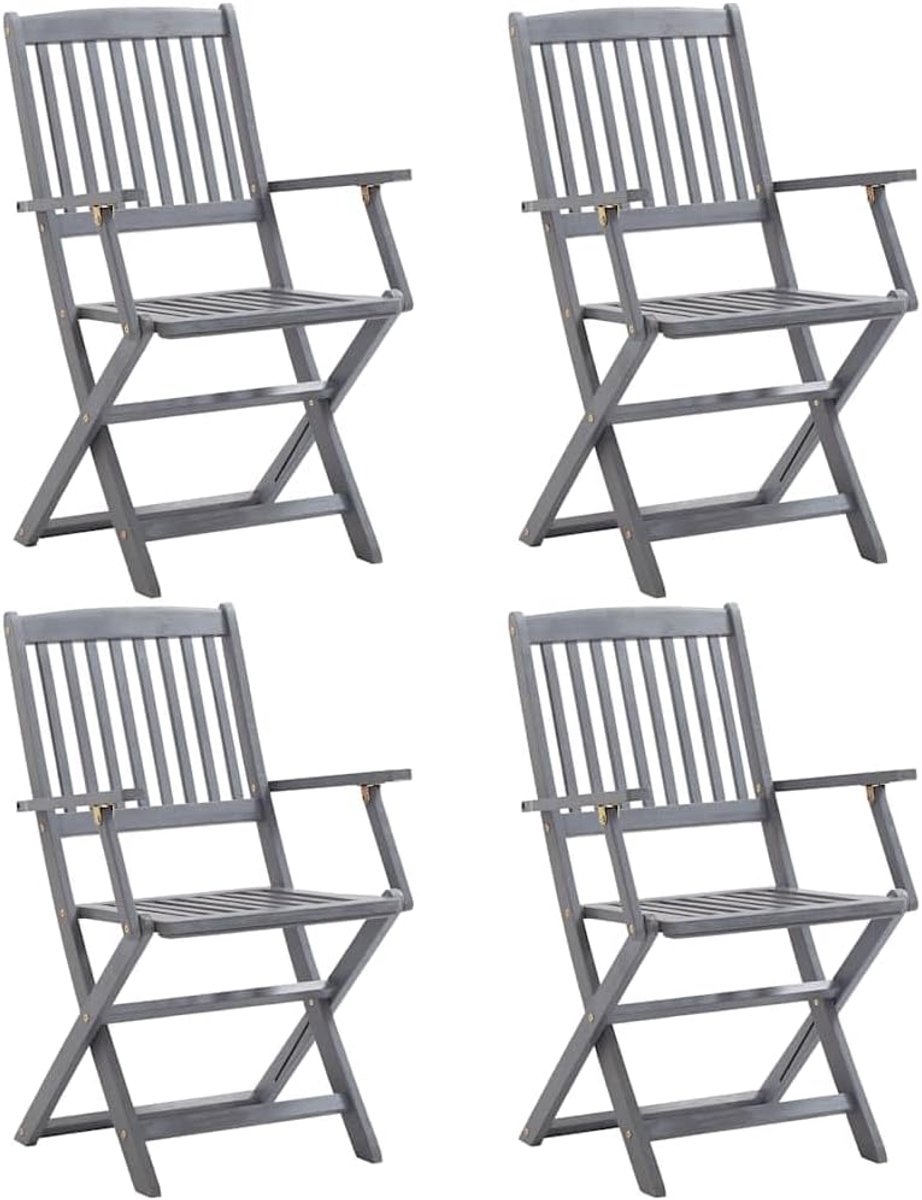 Tuinstoelen, 4 stuks, massief acaciahout, terrasstoelen, tuinstoelen, eenvoudige montage, max. 110 kg per zitting