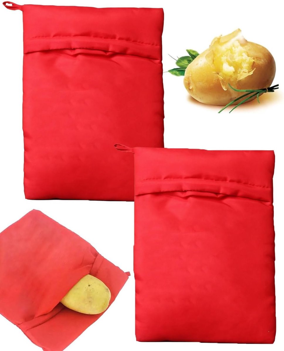 2 stuks Aardappelzak, Aardappelbakzak, Magnetron Aardappelzak, Wasbare Kookzak, Magnetron Kookzak, Magnetron Aardappelzak, 25 x 19 cm