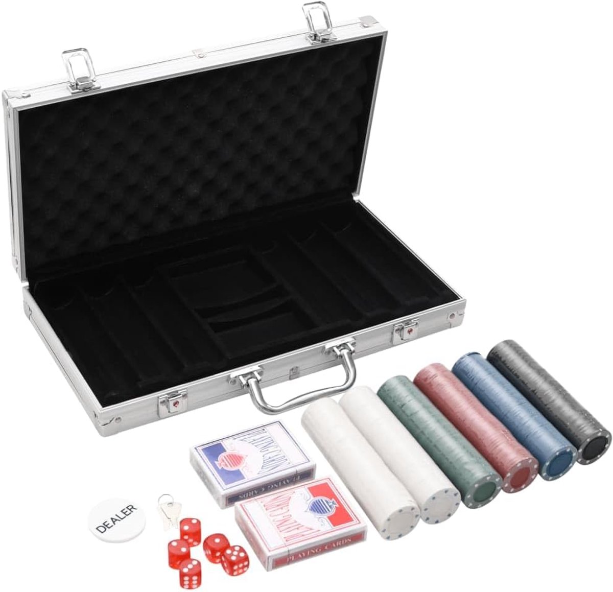 300 STK. Chips 4 g met aluminium koffer & accessoires