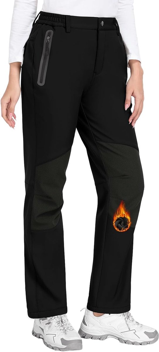 wandelbroek voor dames, thermische wandelbroek, fleece gevoerd, dames, winter, outdoor, winddichte joggingbroek, warme softshell vissen, skiën, sneeuwbroek met