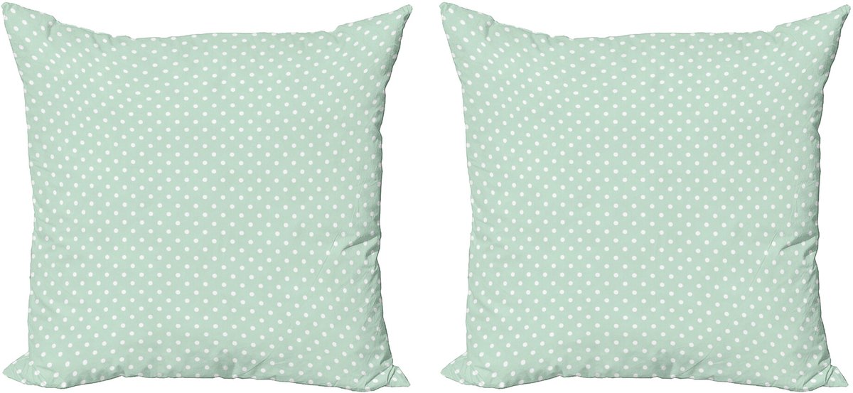 ABAKUHAUS Groen Sierkussenhoes Set van 2, Retro kleine Tupfen, Modern Accent Dubbelzijdige Digitale Print, 50x50, Mint Groen Wit
