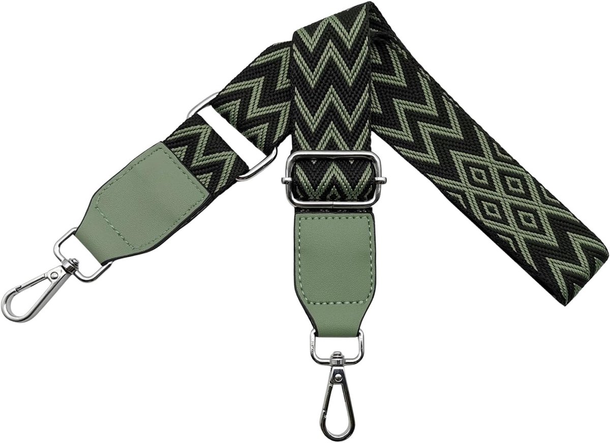 Tasriemen om te wisselen, schouderriem voor tassen, breed, 3,8 cm, van leer met zilveren karabijnhaak, schouderriem, tasriem voor dames, doe-het-zelf accessoires, lichtgroen, W20