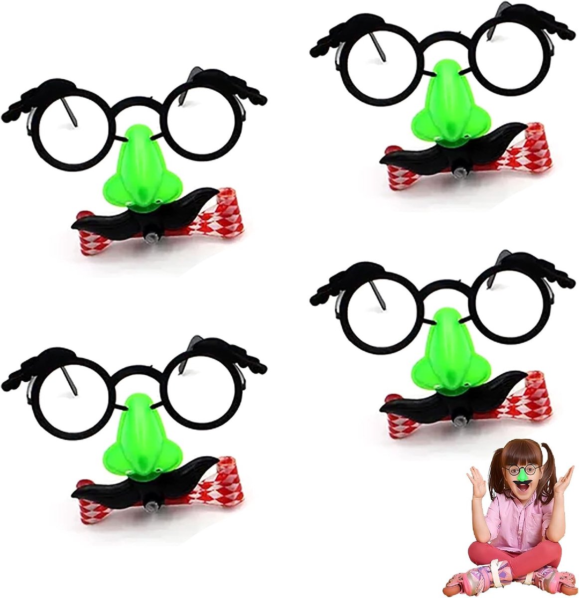 Bril Wenkbrauwen en Snor Grote Neus Kostuum Bril Fancy Dress Bril Grote Neus Bril voor Halloween Kostuum Feestdecoratie met 4