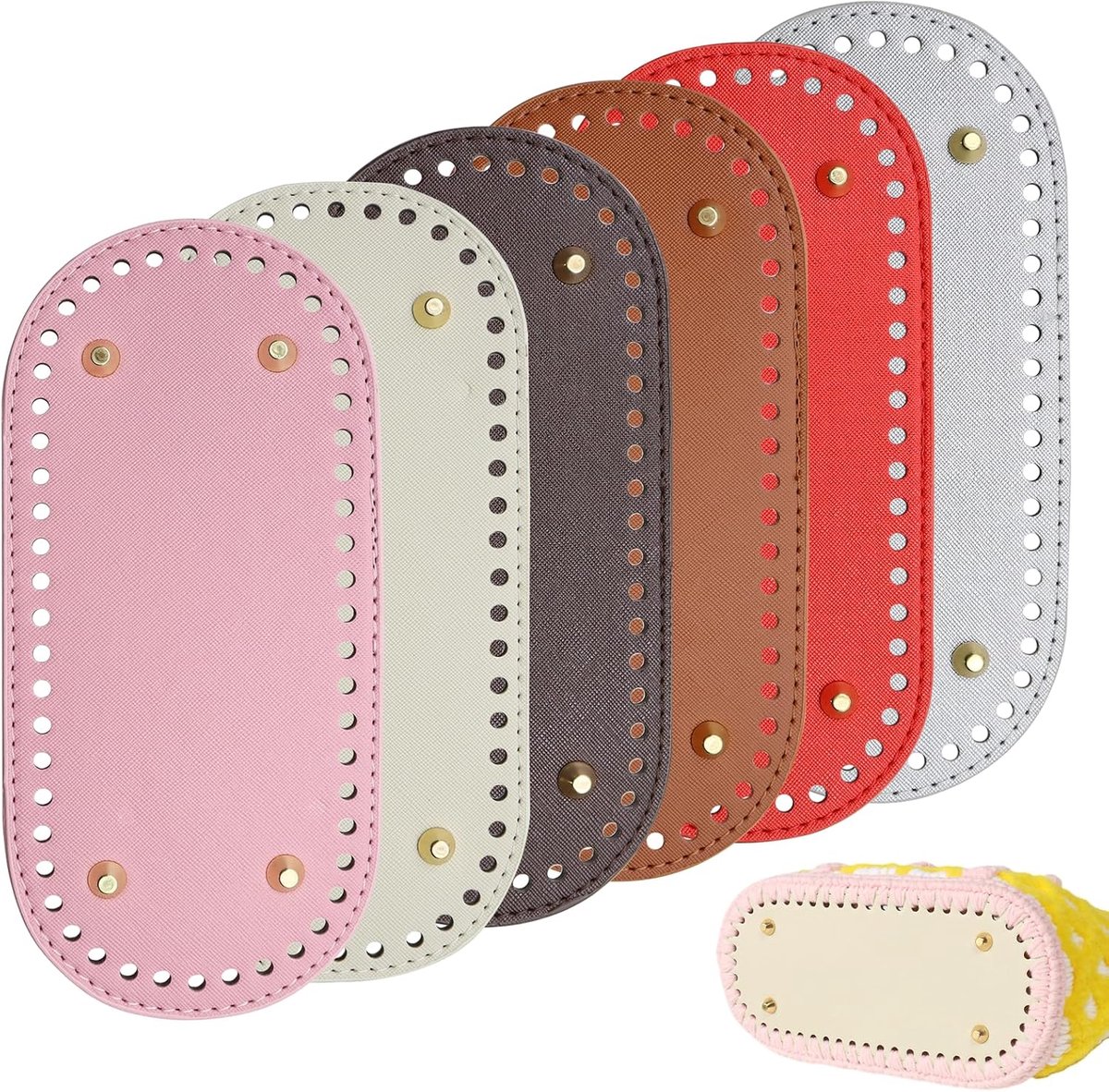 Achterkant 6 Stuks Bodem Tas Haak PU Leer Zak Mat Bodem Haak 22x10 CM PU Lederen Tas Bodem voor Hand Geweven DIY Schouder Tassen