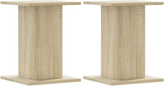 Set van 2 plantenstandaard, Sonoma-eiken, 30 x 30 x 40 cm, bloementafel voor woonkamer, bloemenkruk van houtmateriaal, staand rek voor decoratie — afbeelding 2