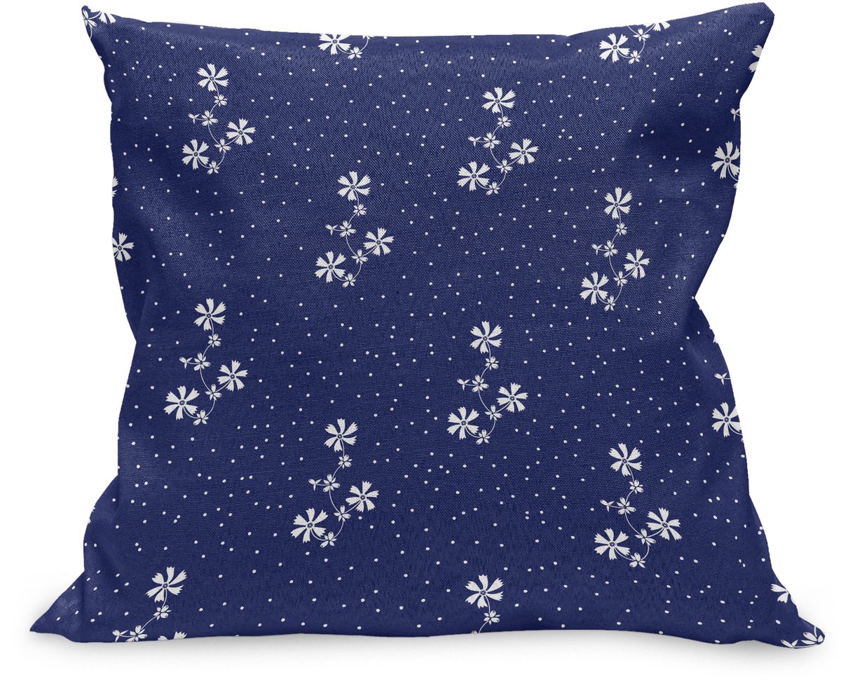 ABAKUHAUS Land Kussenhoes, Blumenmuster en Stip, Kussenhoes met Ritssluiting en Dubbelzijdige Print, 40 x 40 cm, Maritiem en Wit