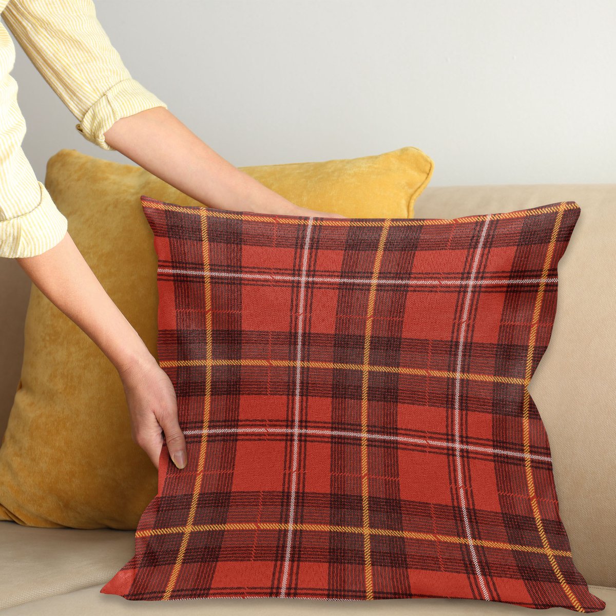 ABAKUHAUS Plaid Kussenhoes, Europäische Kulturmuster, Kussenhoes zonder Binnenkussen, met Ritssluiting, Dubbelzijdige Print, Wasbaar, 45 x 45 cm, Meerkleurig