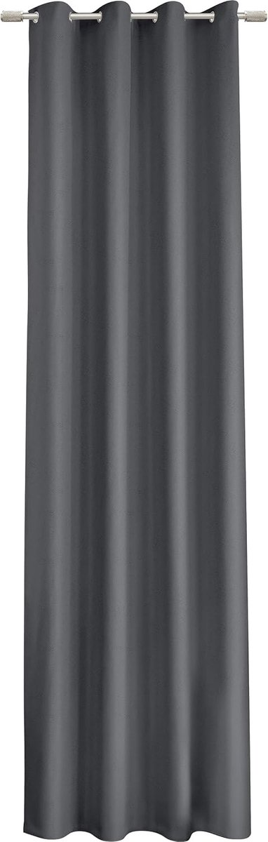 Gordijn, set van 2, donkergrijs, 140 x 250 cm, inslagringen, ondoorzichtig, gordijn voor woonkamer en slaapkamer, 2 gordijnen