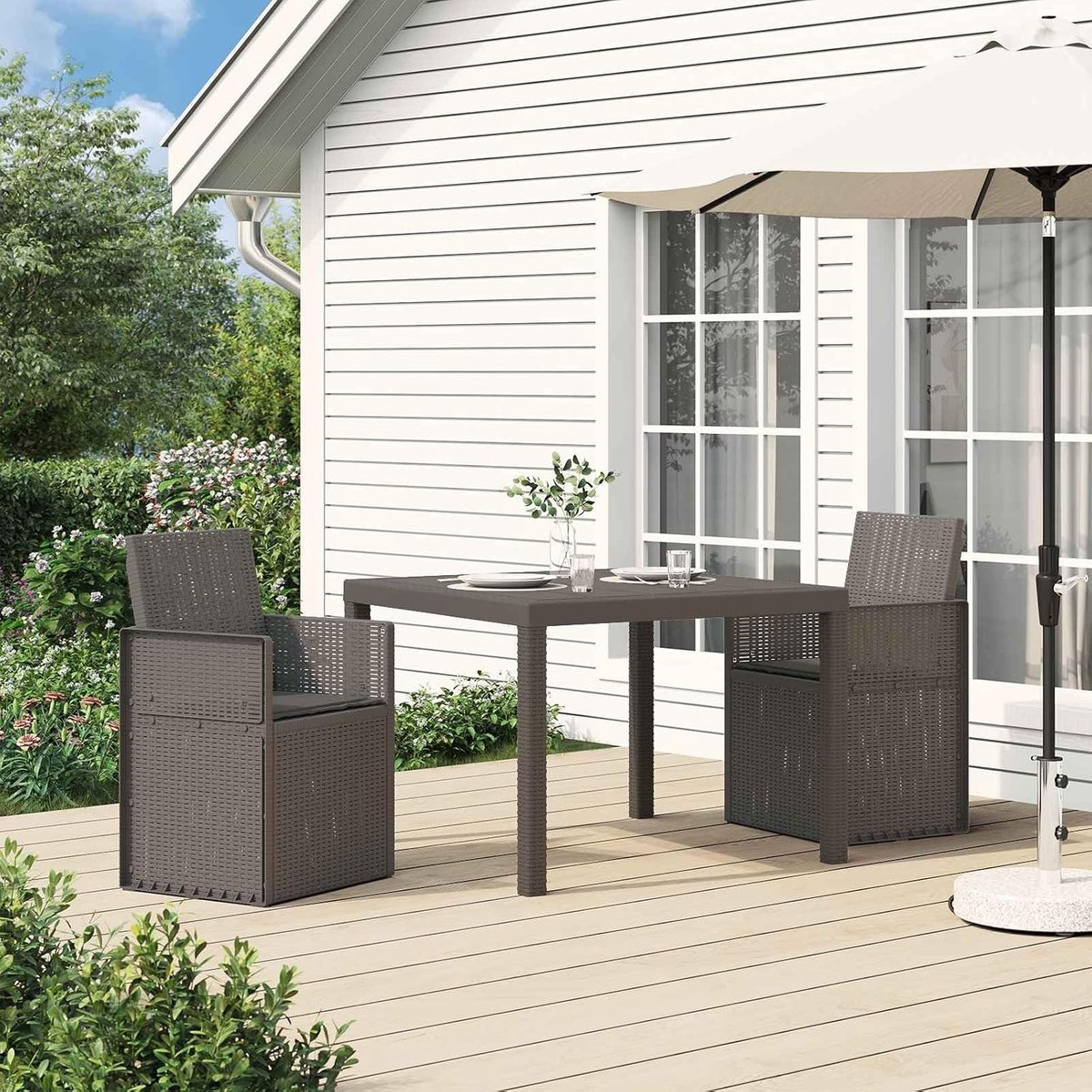 Tuin eetkamerstoelen 2 stuks lichtgrijs antraciet
