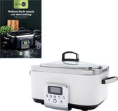 GreenPan Elite Slowcooker 6L - PFAS-vrije antikleeflaag - Leddisplay met kookprogramma's - Koudgreep - Vermogen: 1350 Watt - RVS Deksel - Met Receptenboek - Crème