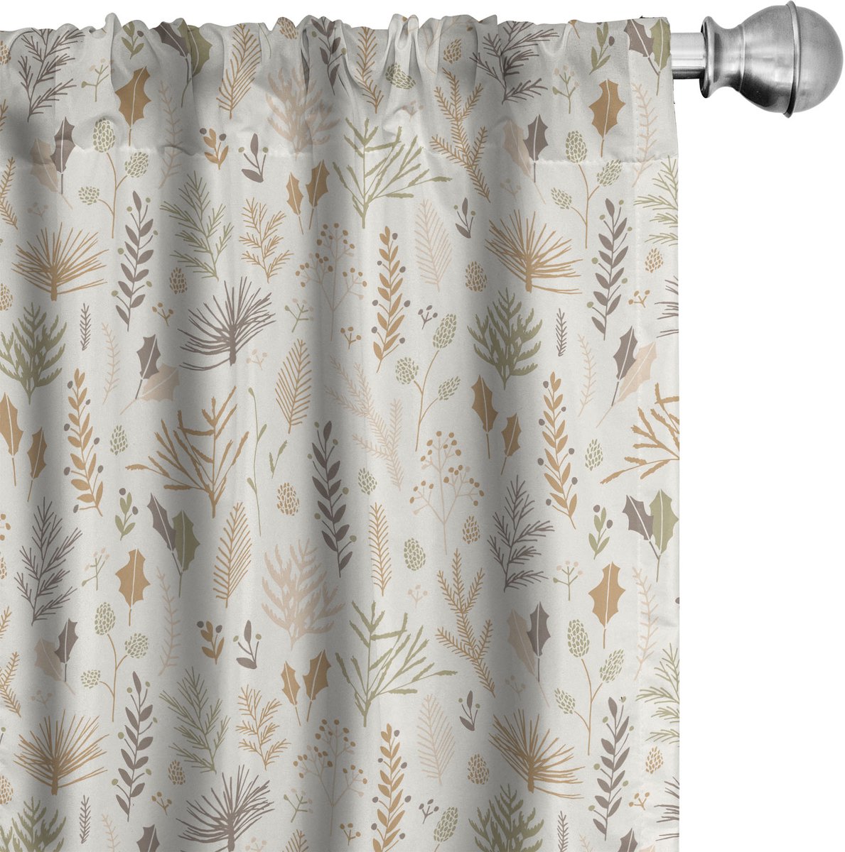 ABAKUHAUS Botanisch Raamgordijnen, Herfst-Bladeren en Planten, Lichtgewicht decoratieve 2-delige set met roedezak, 2 stuks 75 cm B x 245 cm L, Meerkleurig
