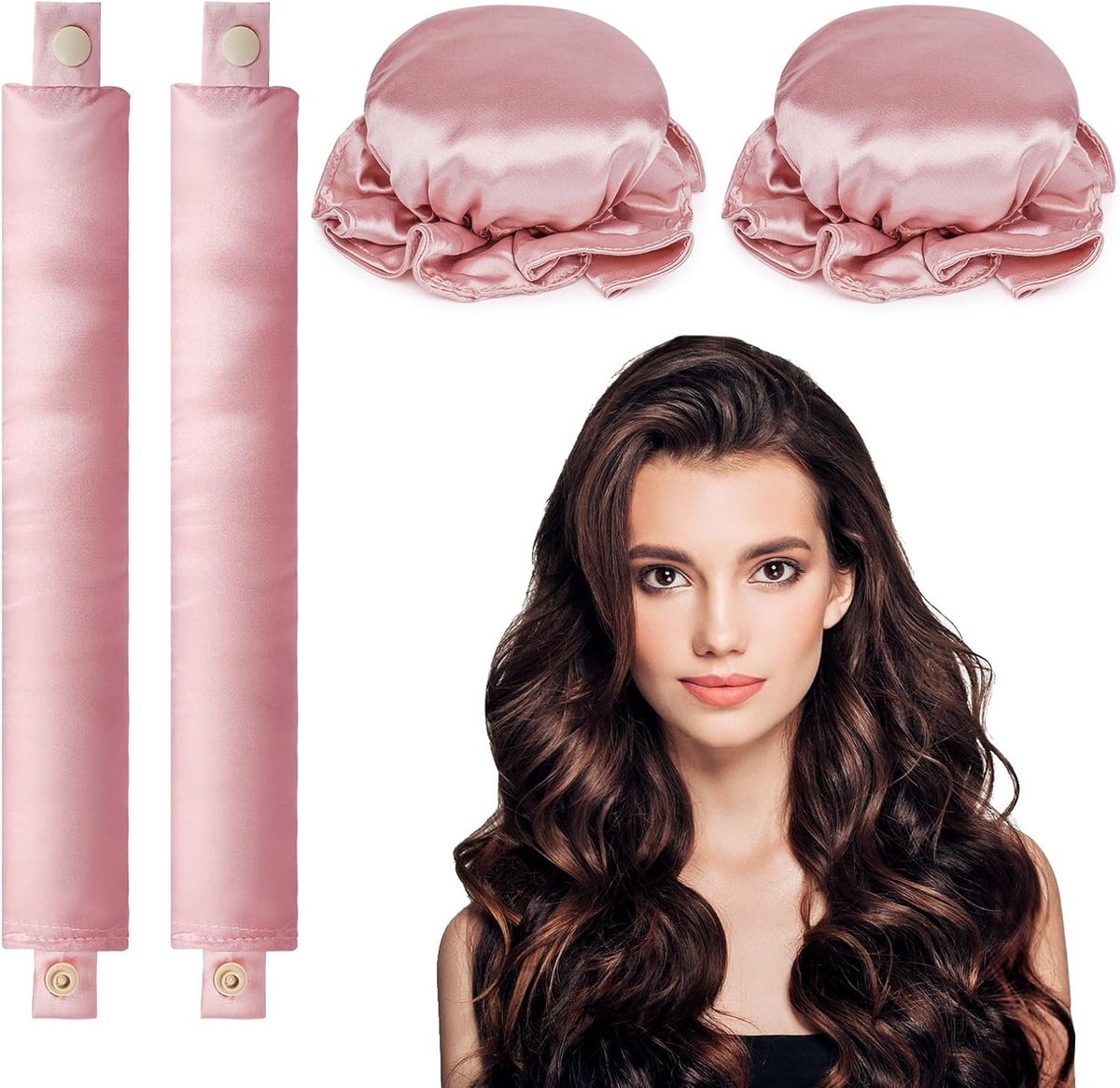 Heatless Hair Curler Set - 2-delige Satin Krulset voor Warmtevrije Krullen, Ideaal voor Thuis Haarstyling en DIY Krullen voor Vrouwen en Meisjes