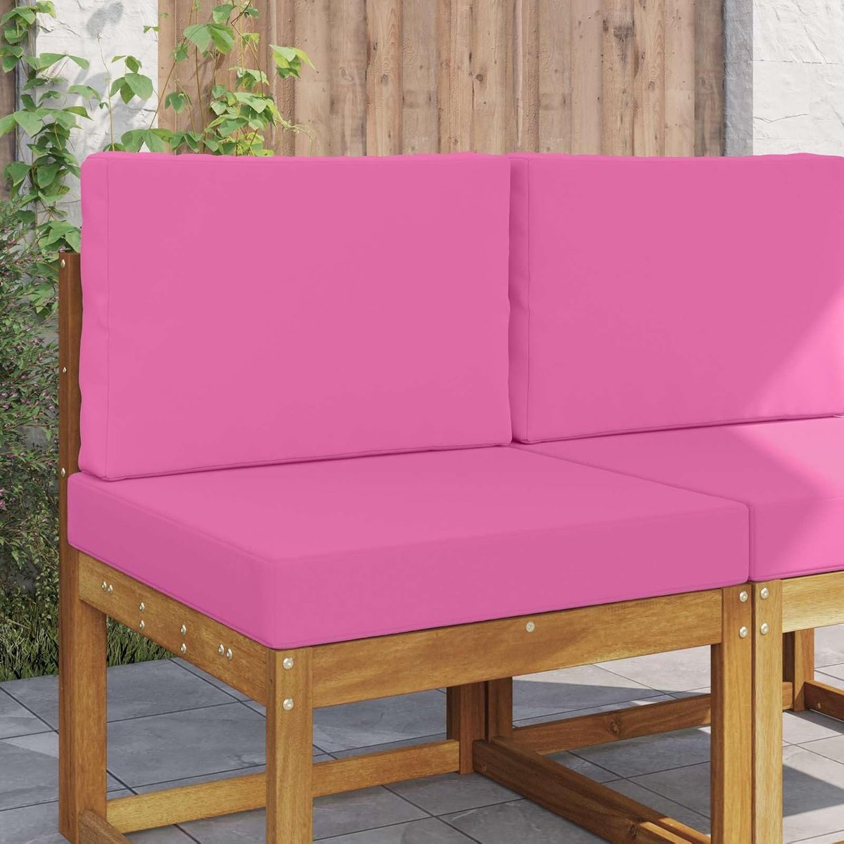 bankkussen voor buiten, 2 stuks, roze, van polyester met schuimvulling, vormvast en ondersteunend, ideaal voor tuinmeubelen, terrassen of balkons