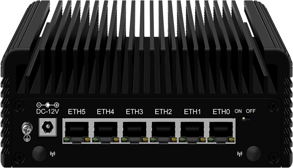 Mini PC N150 (Upgraded N100) Firewall Appliance, 6 Port i226-V 2.5GbE LAN Mini Computer, Fanless Micro PC DDR5 8GB RAM 128GB NVMe SSD, USB Typ-C, 3-Display, Support Pfsense